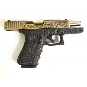 Страйкбольный пистолет WE Glock-19 Gen.3 Bronze, с гравировкой WE-G003BOX-FP